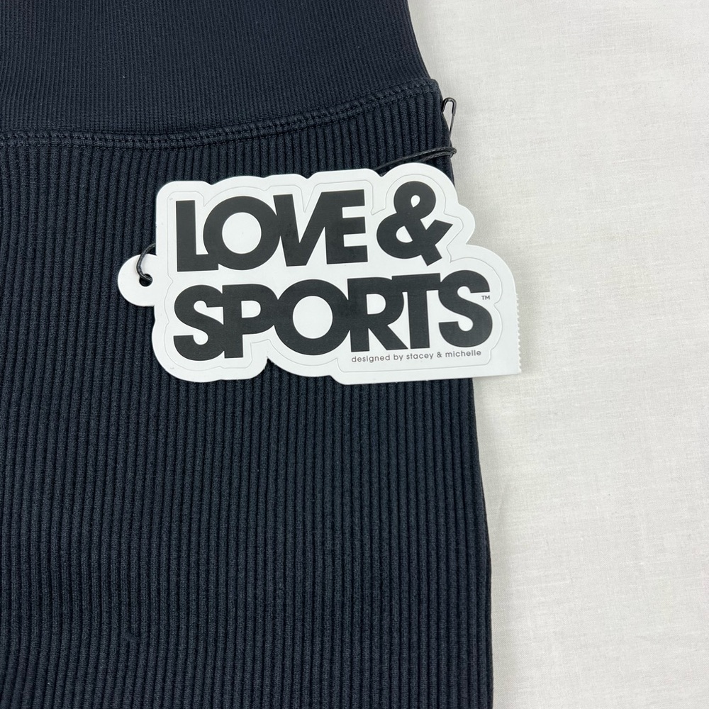 Love & Sports Ribbed Bike Shorts size S 4-6 color black - Picture 3 of 5